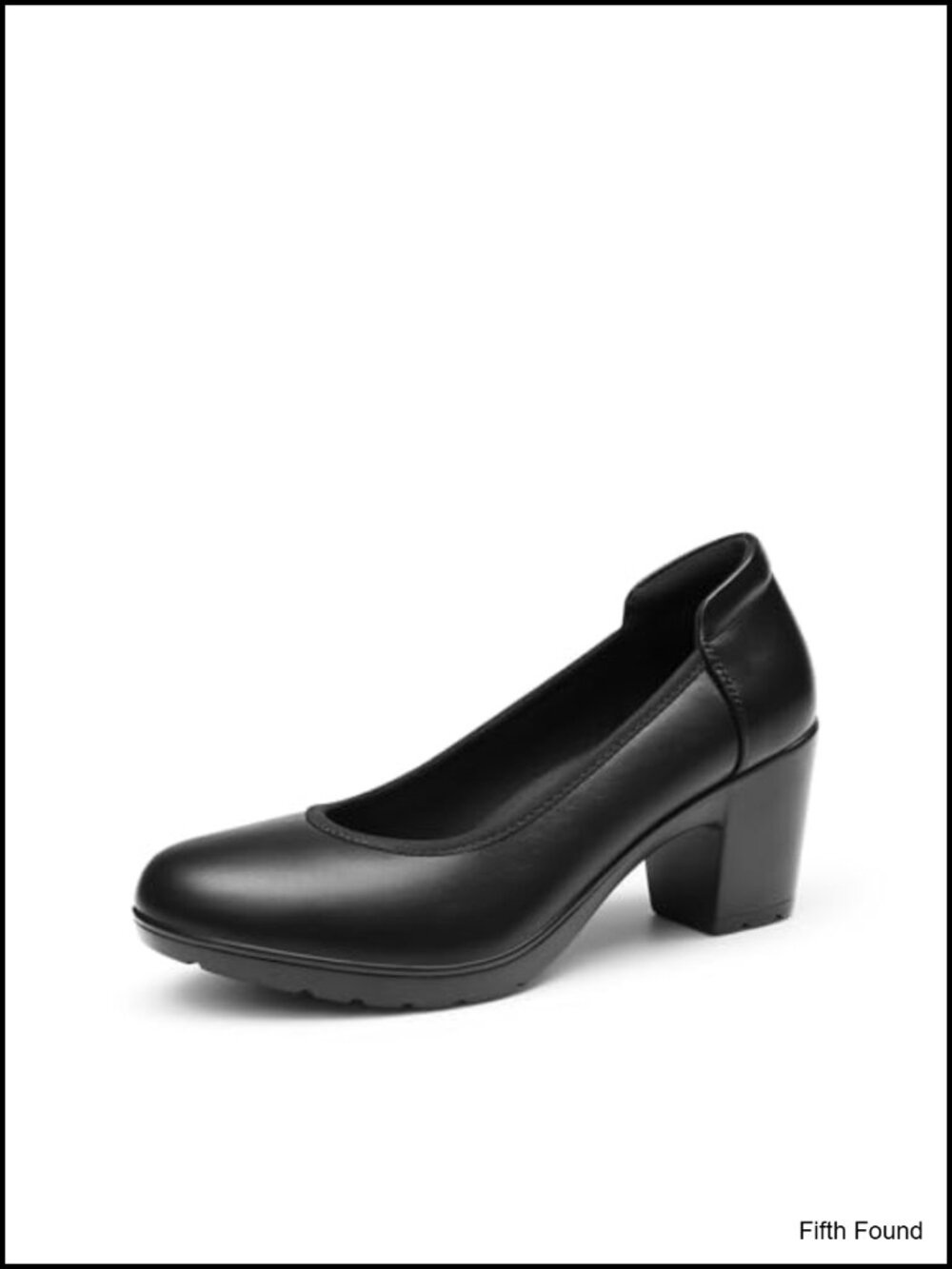 Women's Chunky Round Toe Dress Shoes Low Block Heel Pumps Faux Leather